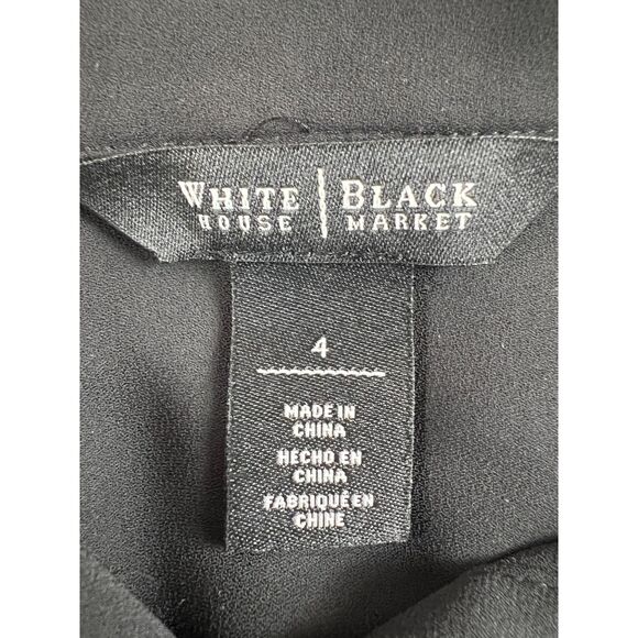 White House Black Market Women's Button Up Long Sleeve Blouse Black Size 4 - Picture 5 of 11